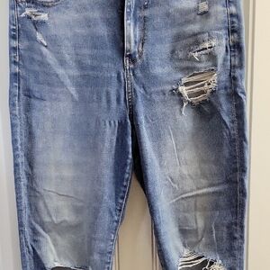 American Eagle Blue Jeggings with Vintage Distressing
